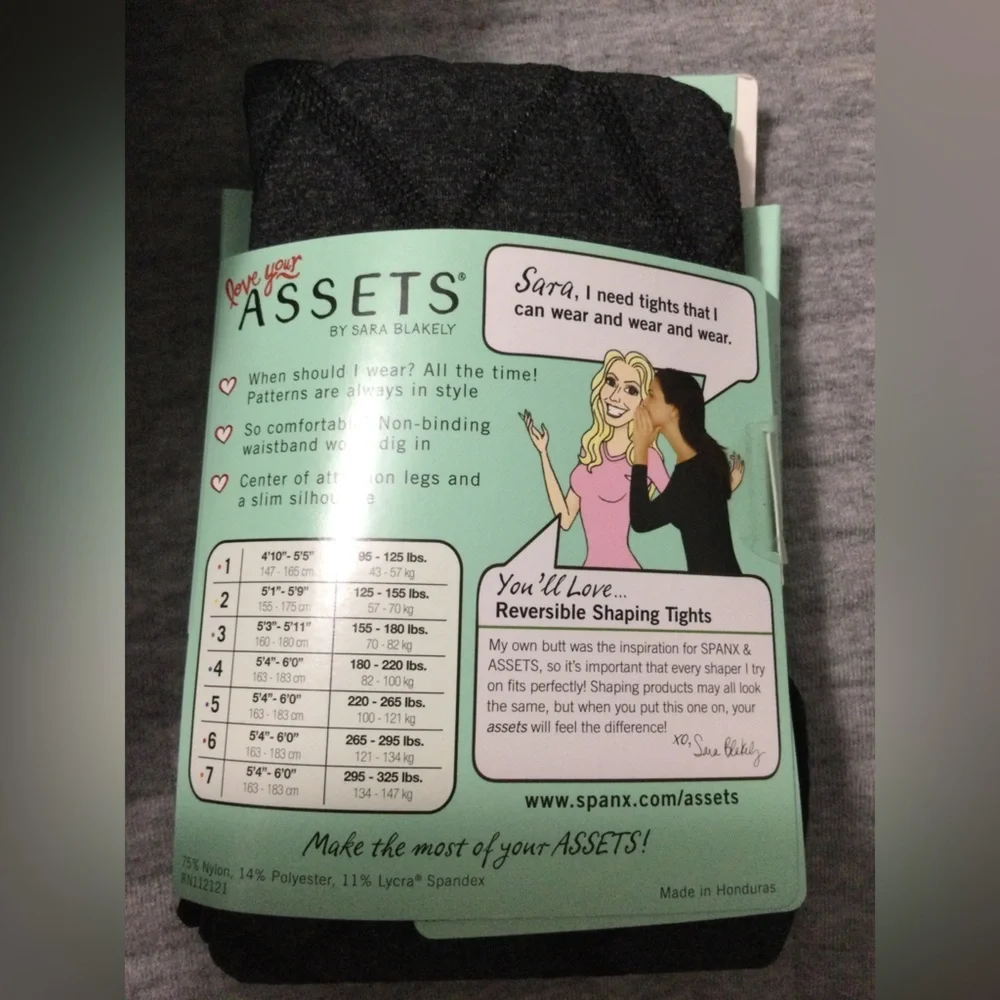 Lot of Assets by Spanx Black Reversible Shaping Tights Flipside Diamond